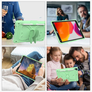 Husa Sigloo pentru Apple iPad 9th/8th/7th Gen (2021/2020/2019), 10.2'', Protectie Completa, Suport Creion, Stand Fluture, Curea Umar, Anti-Soc, Albastru Pal