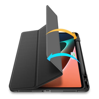 Husa premium pentru Samsung Galaxy Tab S6 Lite (P610/P 613/P615/P619), 10.4", Sigloo, interior de piele sintetica, suport Smart Pen, spatele din policarbonat transparent, rezistent la socuri, Black