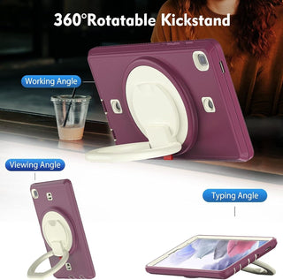 Pachet complet 360° Sigloo: Husă Shockproof Armor + Folie integrată pentru Apple iPad 9th/8th/7th Gen (2021/2020/2019), 10.2",  cu stand rotativ, Mov cu Alb