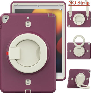 Pachet complet 360° Sigloo: Husă Shockproof Armor + Folie integrată pentru Apple iPad 9th/8th/7th Gen (2021/2020/2019), 10.2",  cu stand rotativ, Mov cu Alb